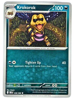 Krokorok 058/086 Common Normal Black Bolt Pokemon Card